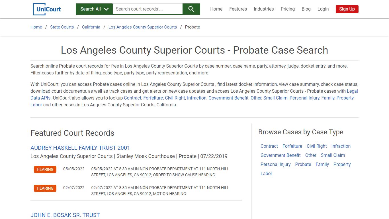 Probate Case Search - Los Angeles County Superior Courts ...